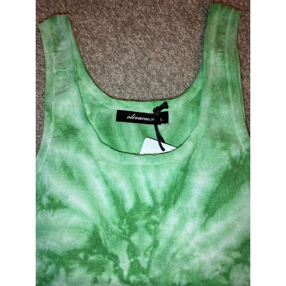 NWT* Olivaceous Green Tie-Dye Tank Top Women's Size Large 90s Y2K Festival Vibes - Picture 2 of 11